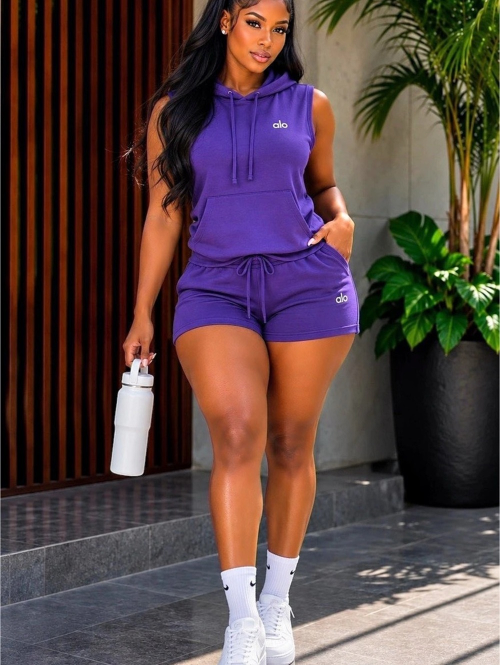2 pc set Purple Athletic Vest & Shorts